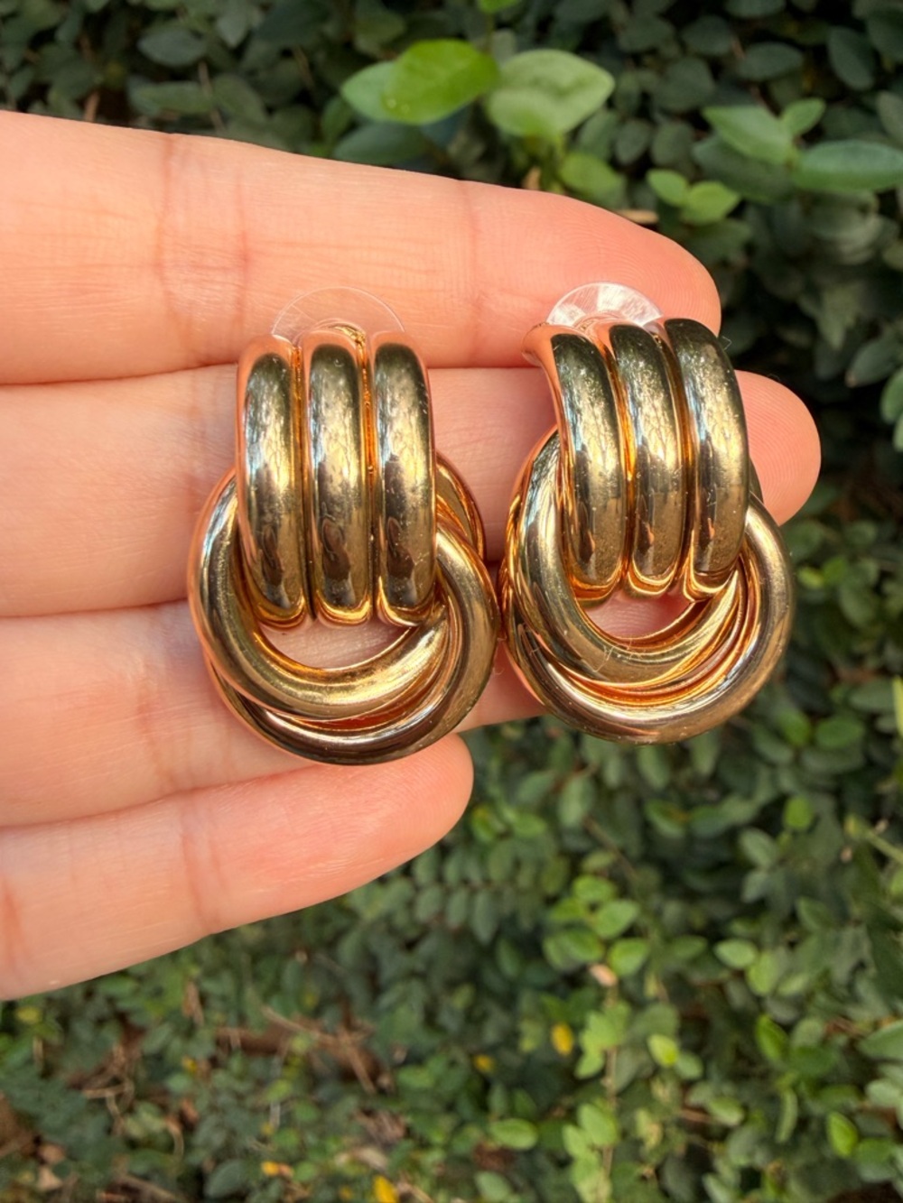 Gold Twisted Knot Stud Earrings - Picture 5 of 6